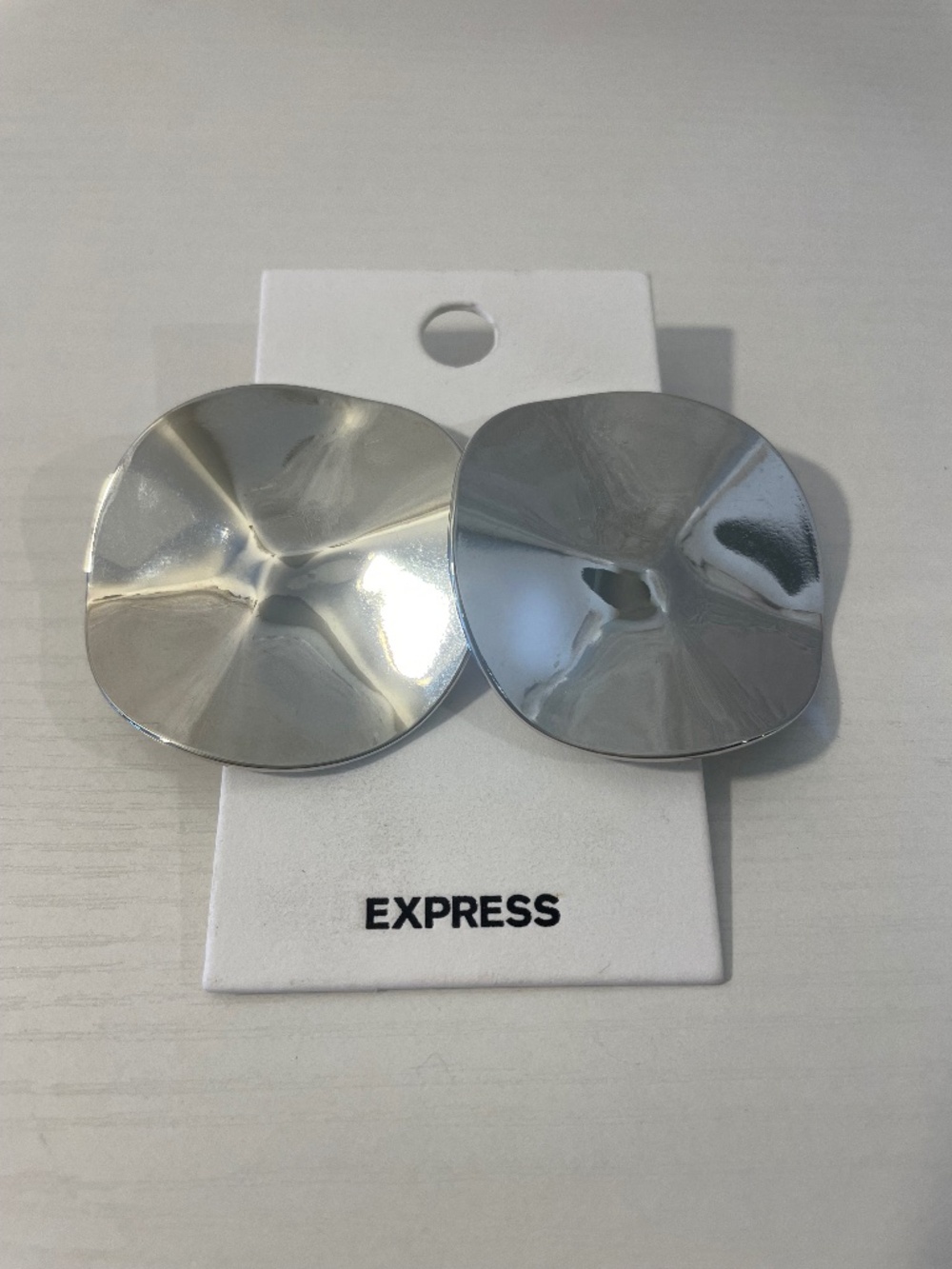 Express Silver Hammered Round Disc Earrings NWT